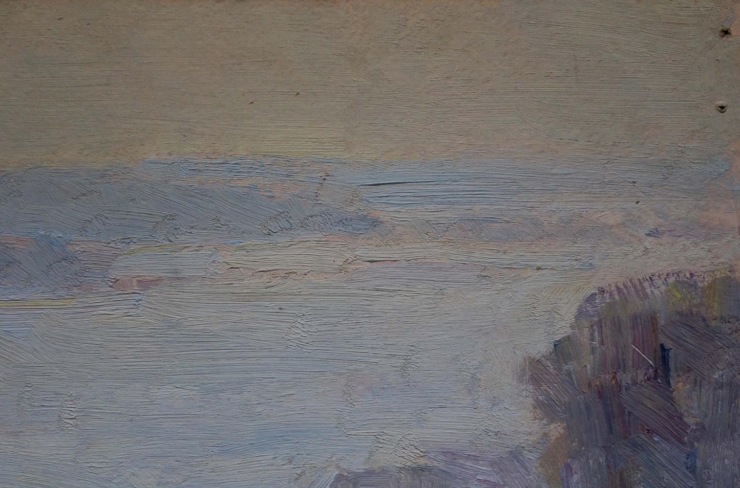 Oil painting Fog by Naumova Tamara Sergeevna in muted blue beige tones