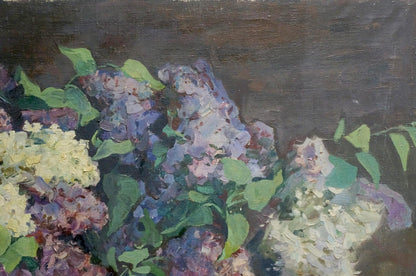 Oil painting of two lilac bouquets by Alexander Kerzhner