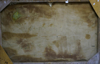 Weathered beige concrete slab in Kontratovich oil painting landscape