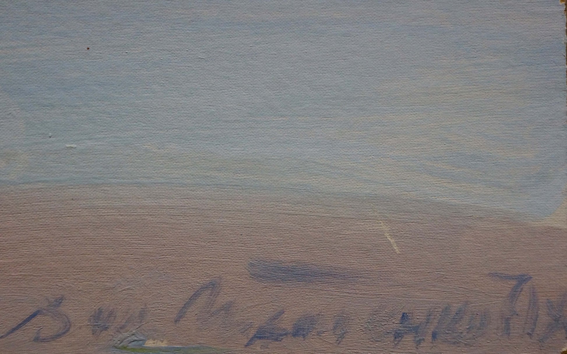 Soft blue beige oil painting of Tkachenko Valentin Yakovlevich seascape