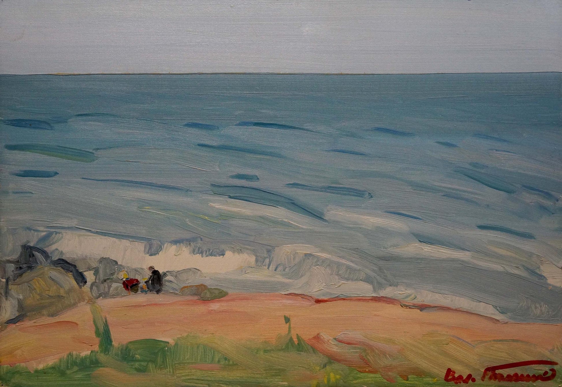 Serene sea shore oil painting by Tkachenko Valentin Yakovlevich
