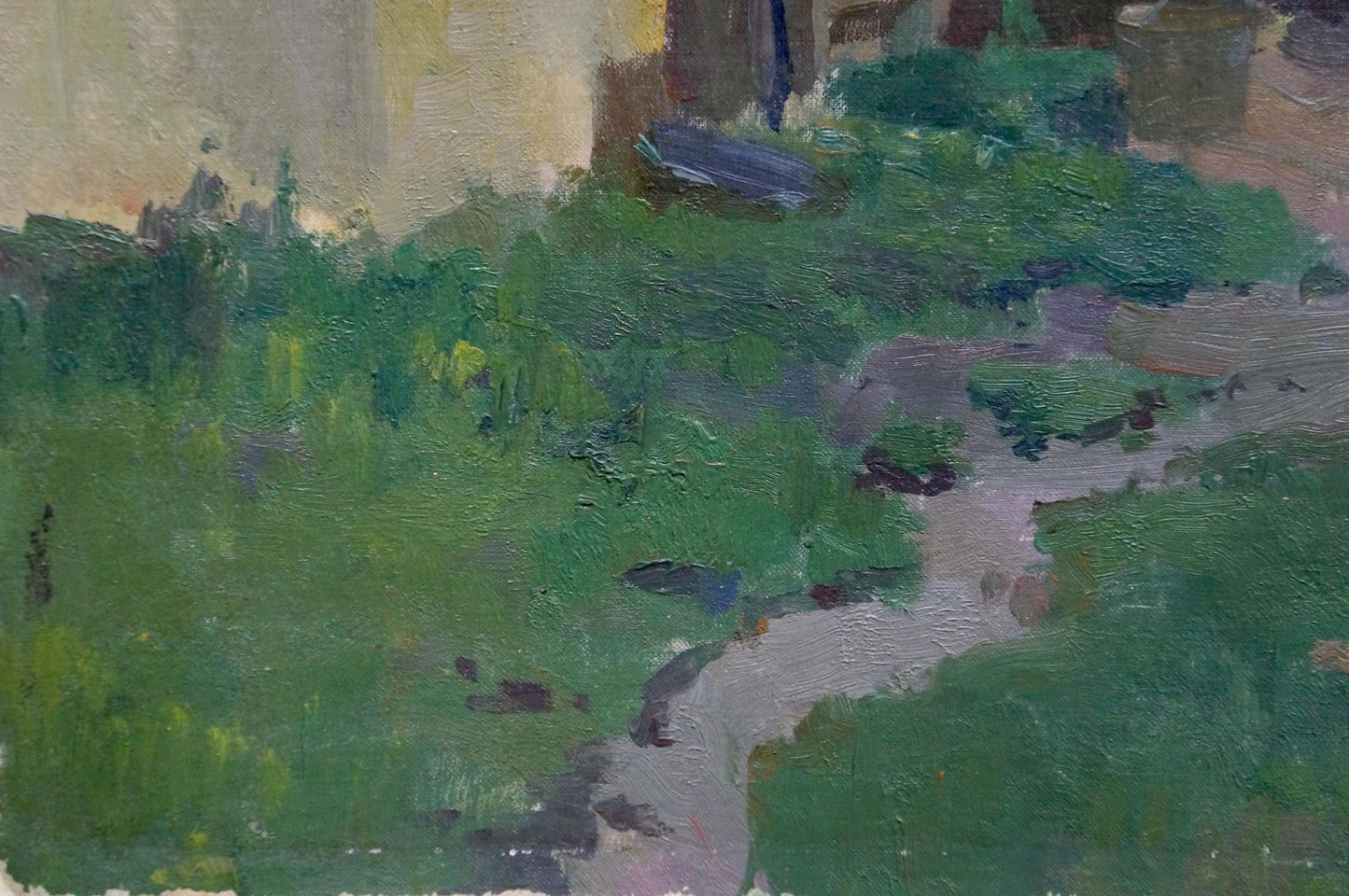 Oil painting Native home by Gantman Moisei Faybovich, lush stream scene