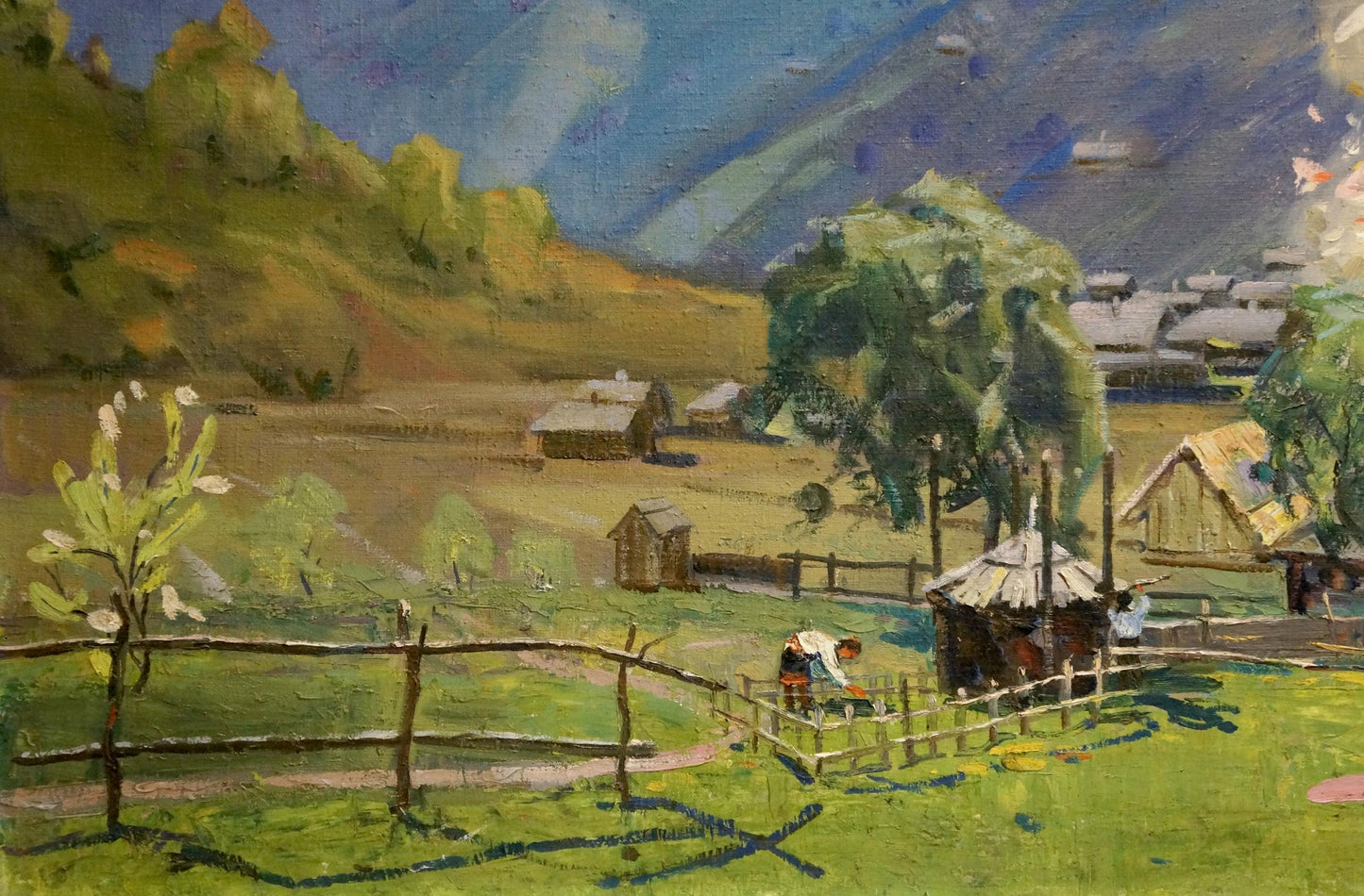 Oil painting of rustic wooden fence by Tyukha Ivan Andreevich