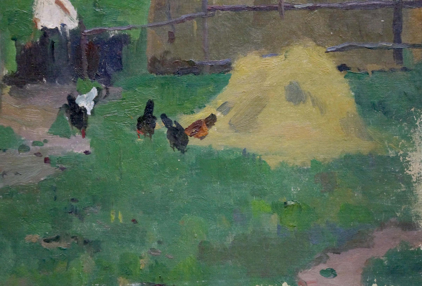 Oil painting by Gantman Moisei Faybovich: yellow hay bale in green field