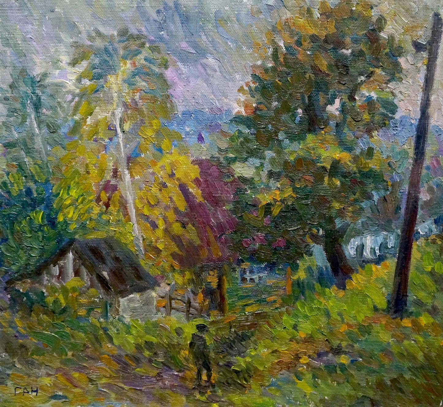 Oil painting of forest landscape by Gan Nina Sergeevna