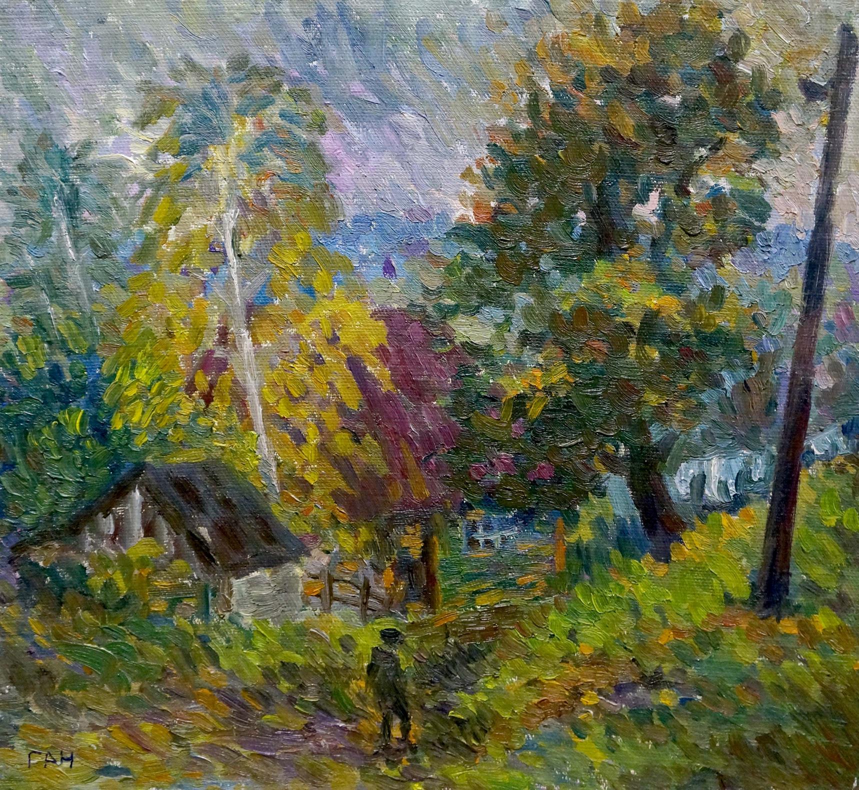 Oil painting of forest landscape by Gan Nina Sergeevna