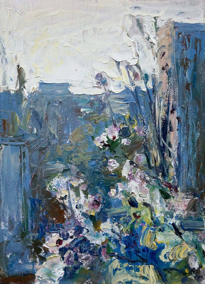 Abstract expressionist oil painting of city view by Klimenko Alexander Ivanovich