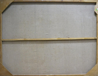 Back of oil painting Nature by Korostelev Vladimir Alexandrovich, beige linen and wood frame