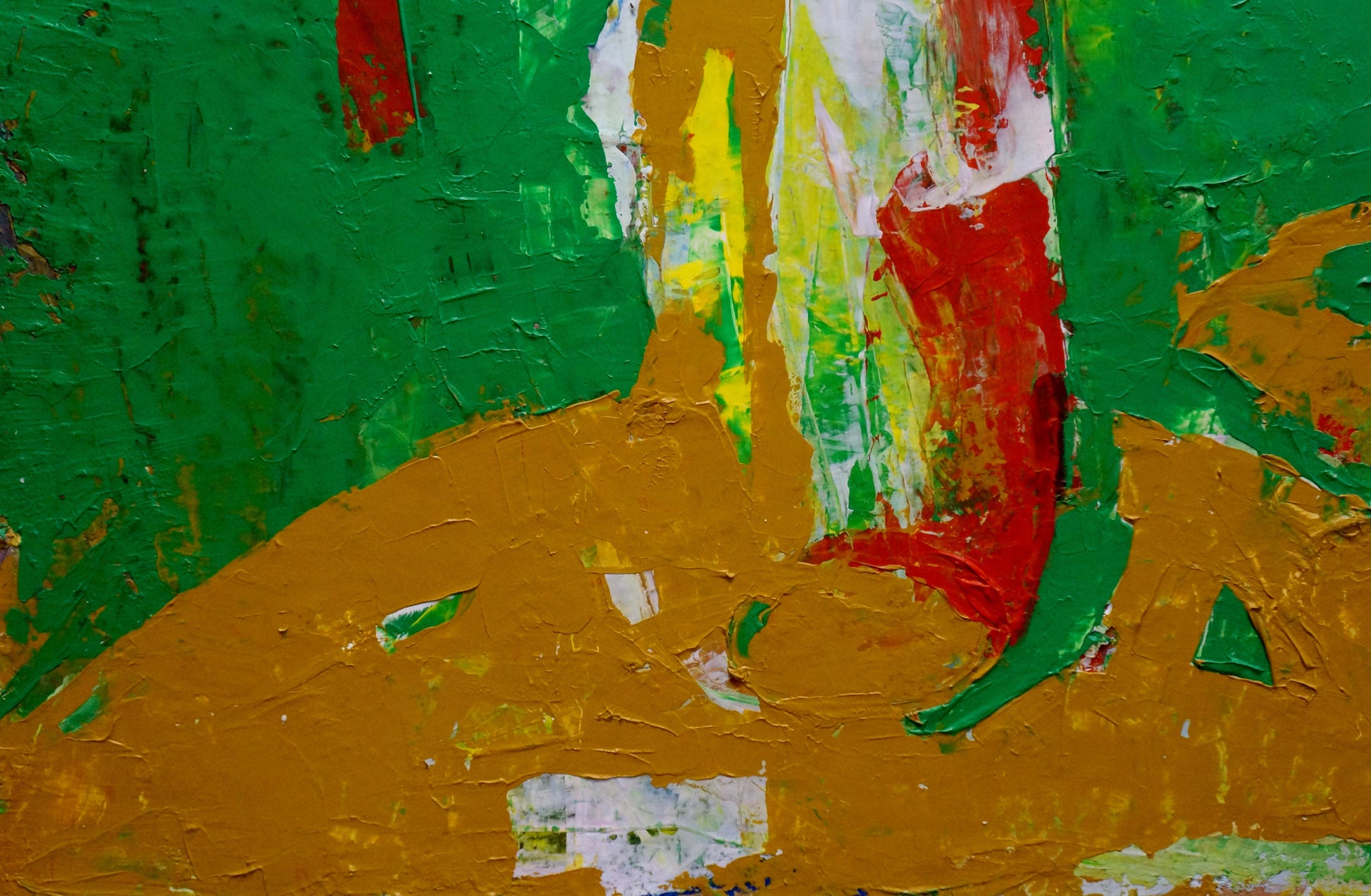 Abstract still life oil painting by Igor Eremovich Melnik in green, red, yellow