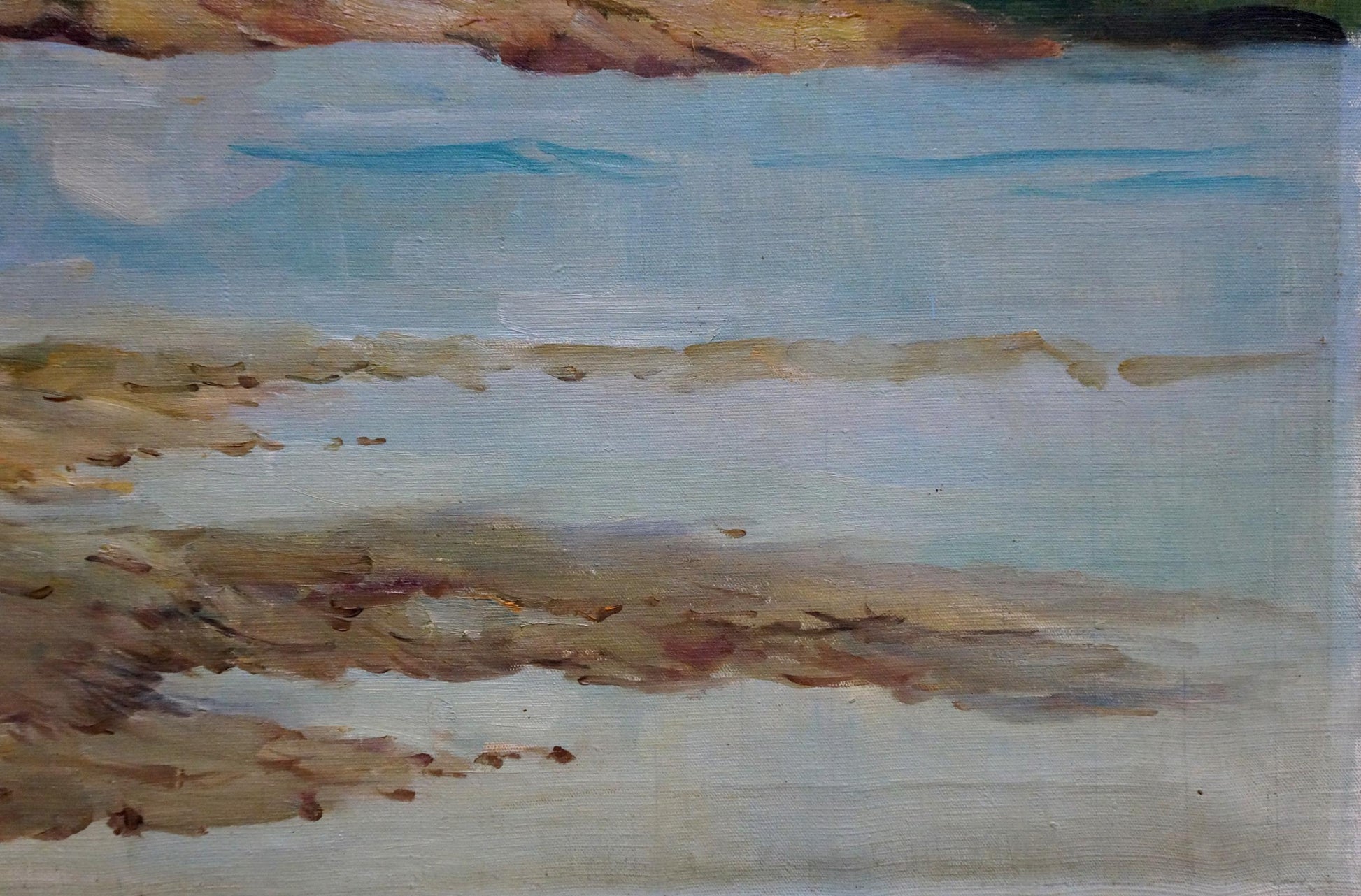 Textured oil painting of serene coastal landscape by Bokshay Joseph Iosifovich