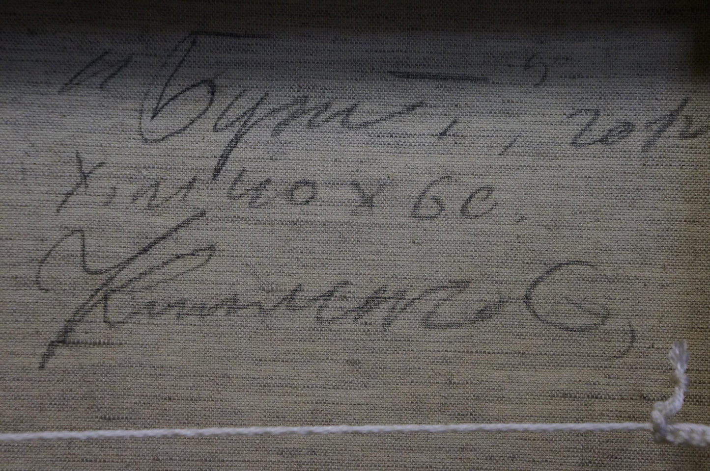 Handwritten Cyrillic script on back of Klimenko Alexander Ivanovich oil painting
