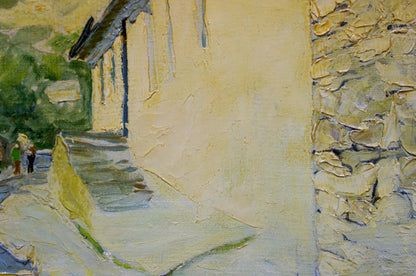 Oil painting by Miroshnichenko Pavel Petrovich: sunlit stone alleyway