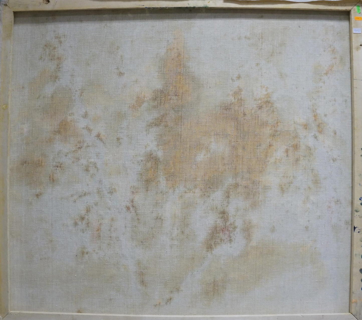 Back of Sergey Dupliy oil painting View of the snow chapel, weathered off-white canvas