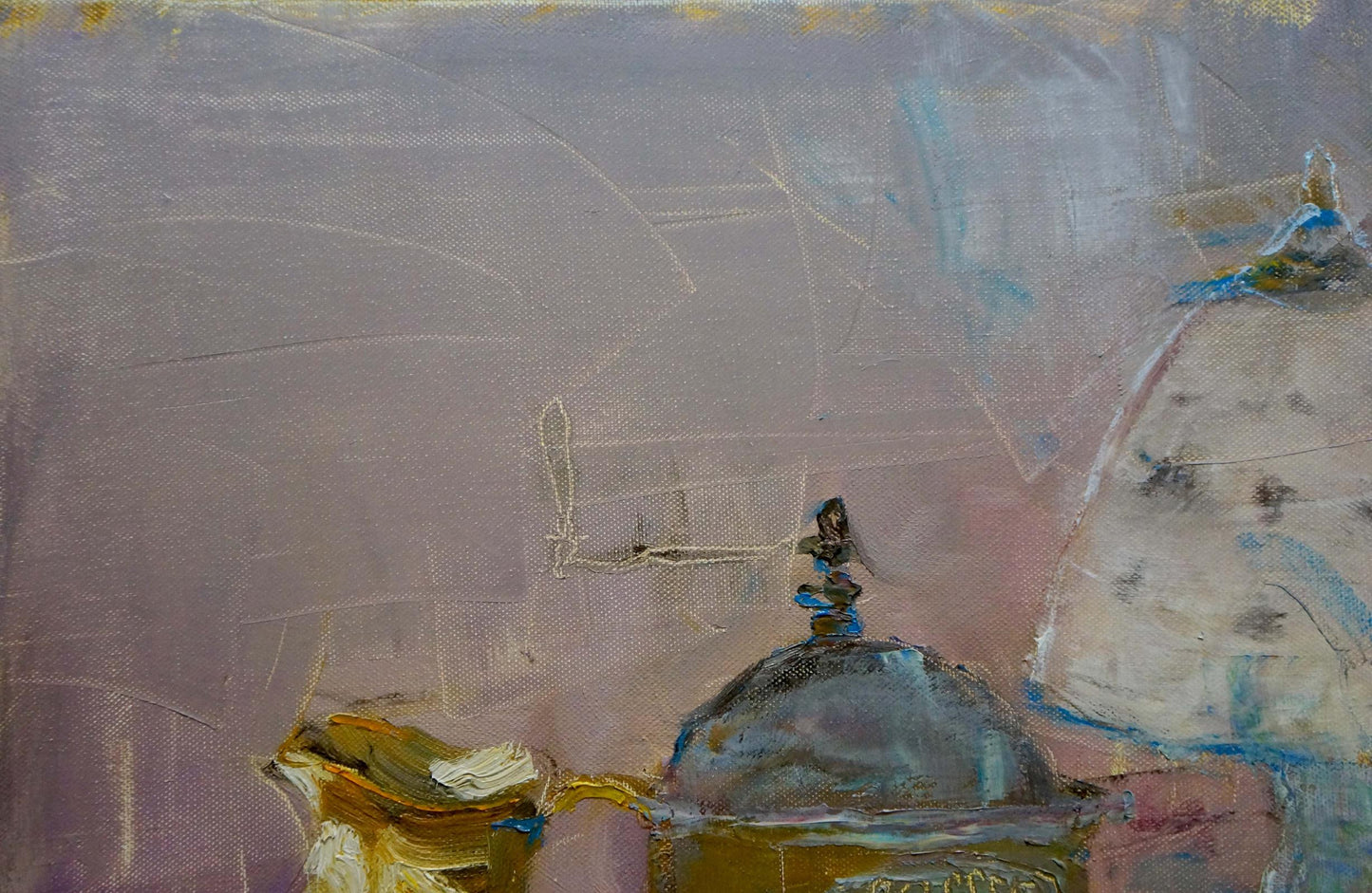 Oil painting Still life by Hadeev Valery Alexandrovich: gray gold abstract vase