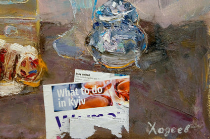 Oil painting of blue glass jar by Hadeev Valery Alexandrovich
