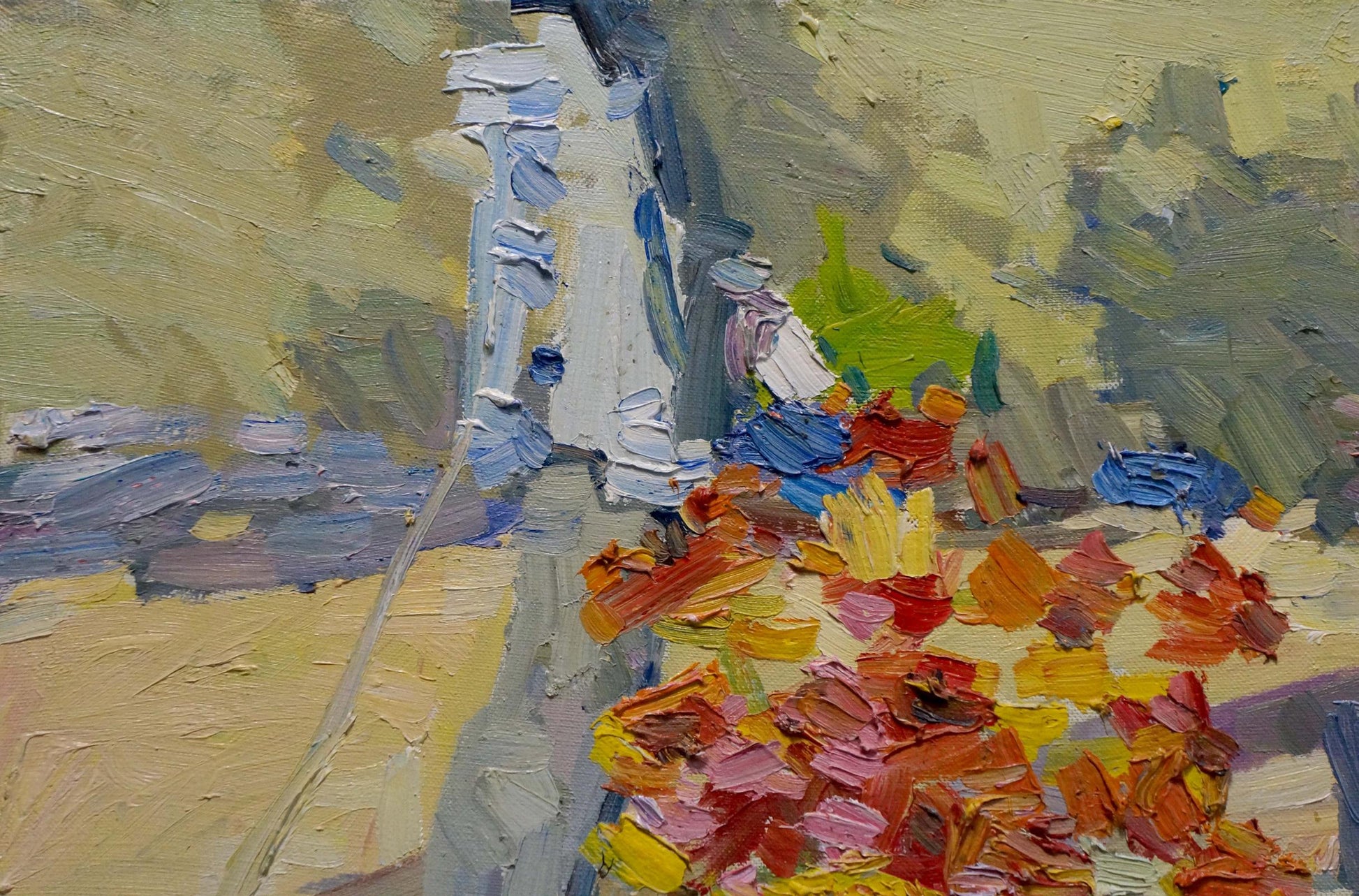Oil painting In the country by Nagulyak Petr Ivanovich with vibrant flowers