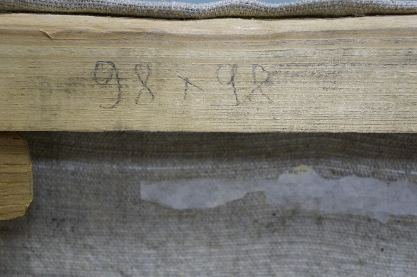 Back of Oil painting Fruit bench by Bondarenko Svetlana Vladimirovna with 98 x 92 measurements on light wooden beam