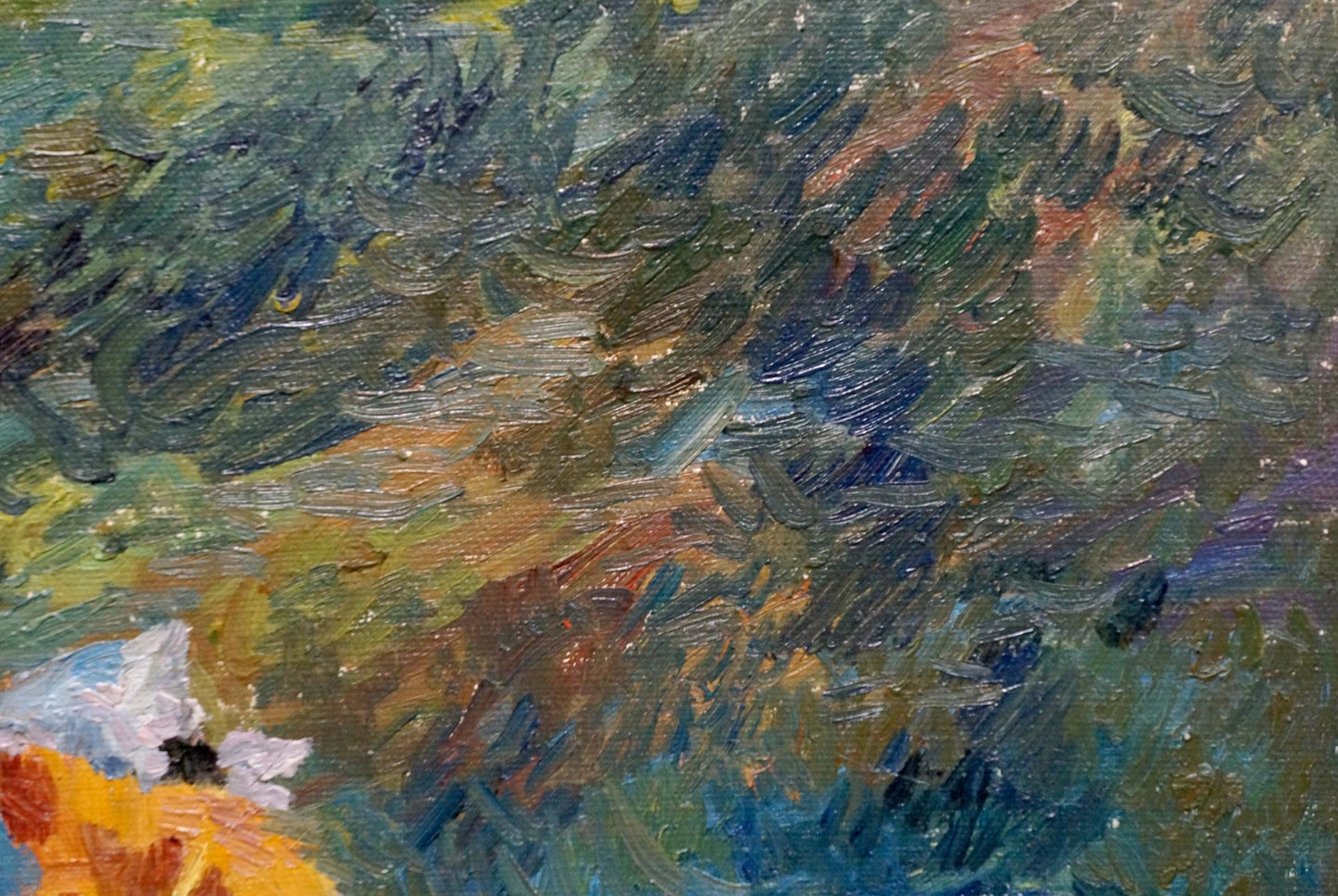 Textured impressionist oil painting of people on vacation by Gan Nina Sergeevna