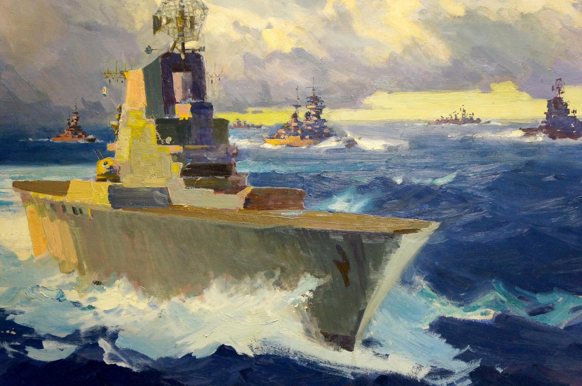 Oil painting of modern warship by Filippov Konstantin Fedotovich