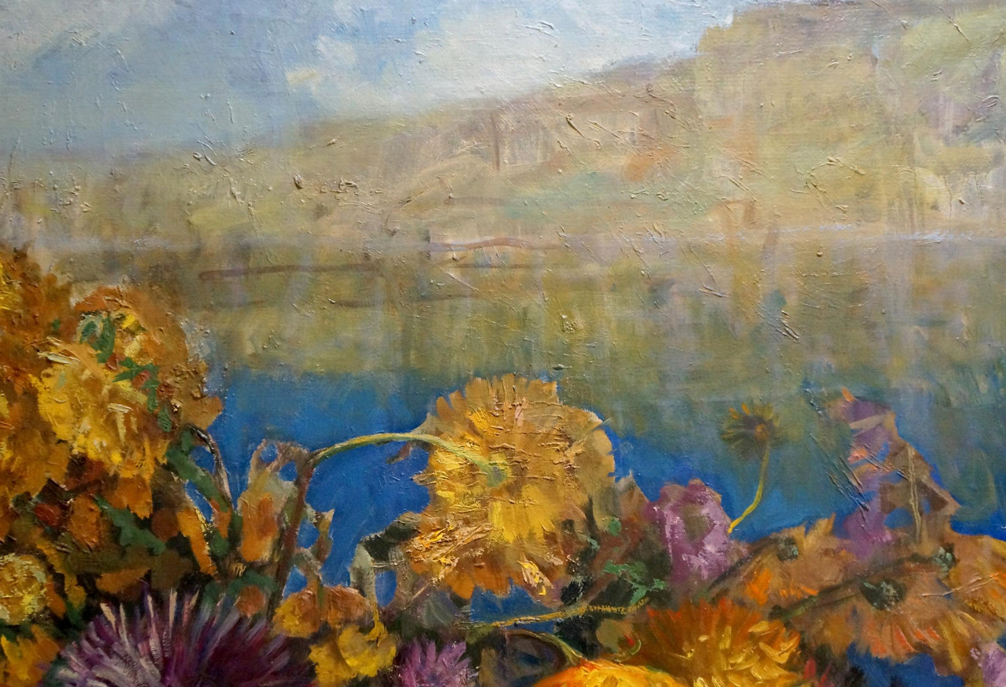 Oil painting Sail Kropko by Alexander Petrovich: yellow-purple bouquet