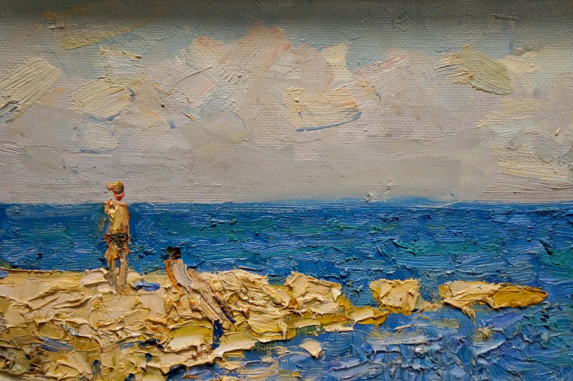 Oil painting Sea shore by Eremin Boris Alexandrovich, textured coastal scene