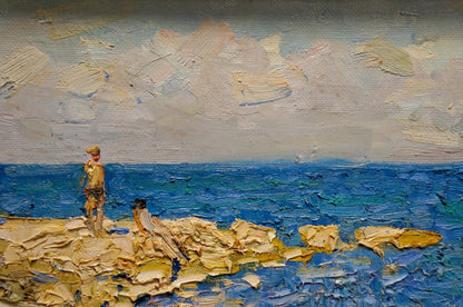 Oil painting Sea shore by Eremin Boris Alexandrovich, textured coastal scene