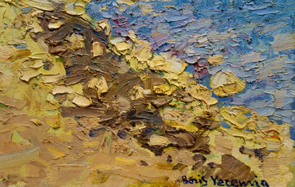 Oil painting Sea shore by Eremin Boris Alexandrovich, impasto golden yellows and browns