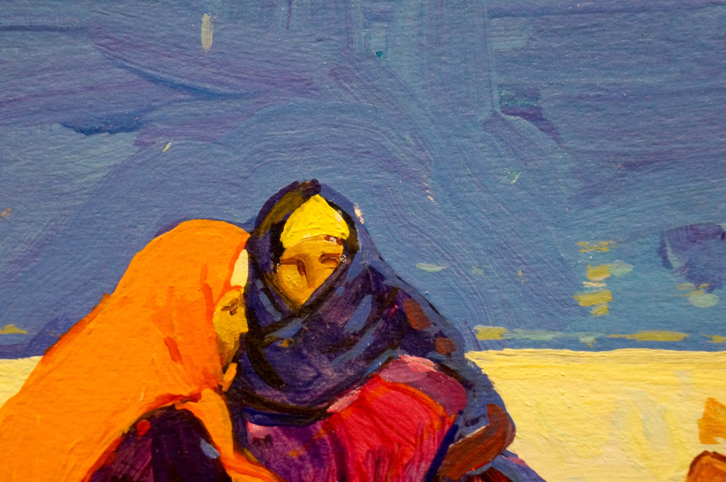 Oil painting On the Road by Sulimenko Peter Stepanovich, vibrant figures in purple and orange