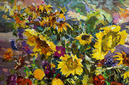 Vibrant yellow sunflowers oil painting by Shapovalov Sergey Gavrilovich