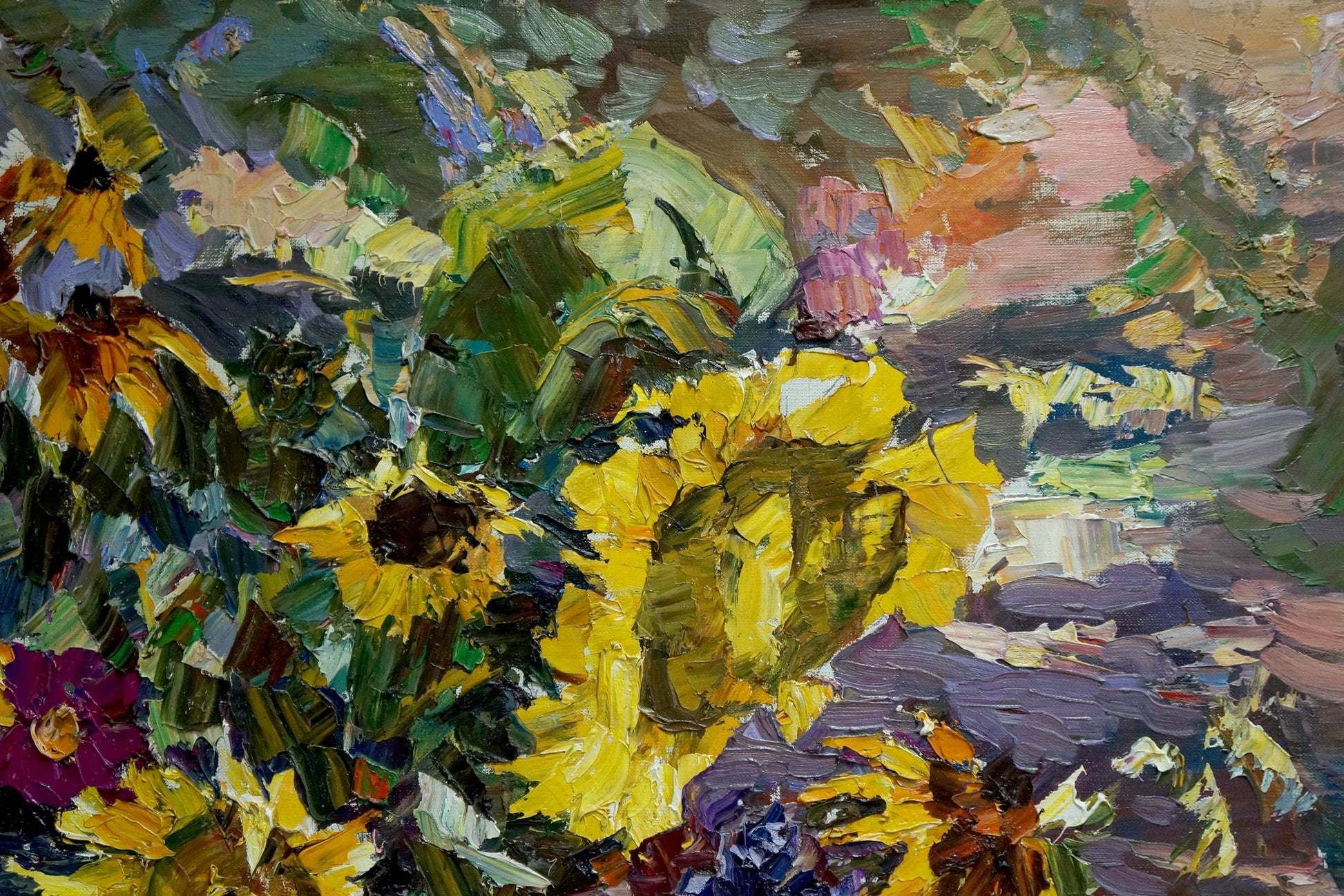 Oil painting of vibrant yellow sunflowers by Shapovalov Sergey Gavrilovich