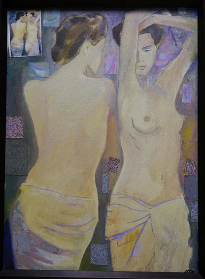 Framed abstract figure portrait by Belyak P.V. in earthy tones