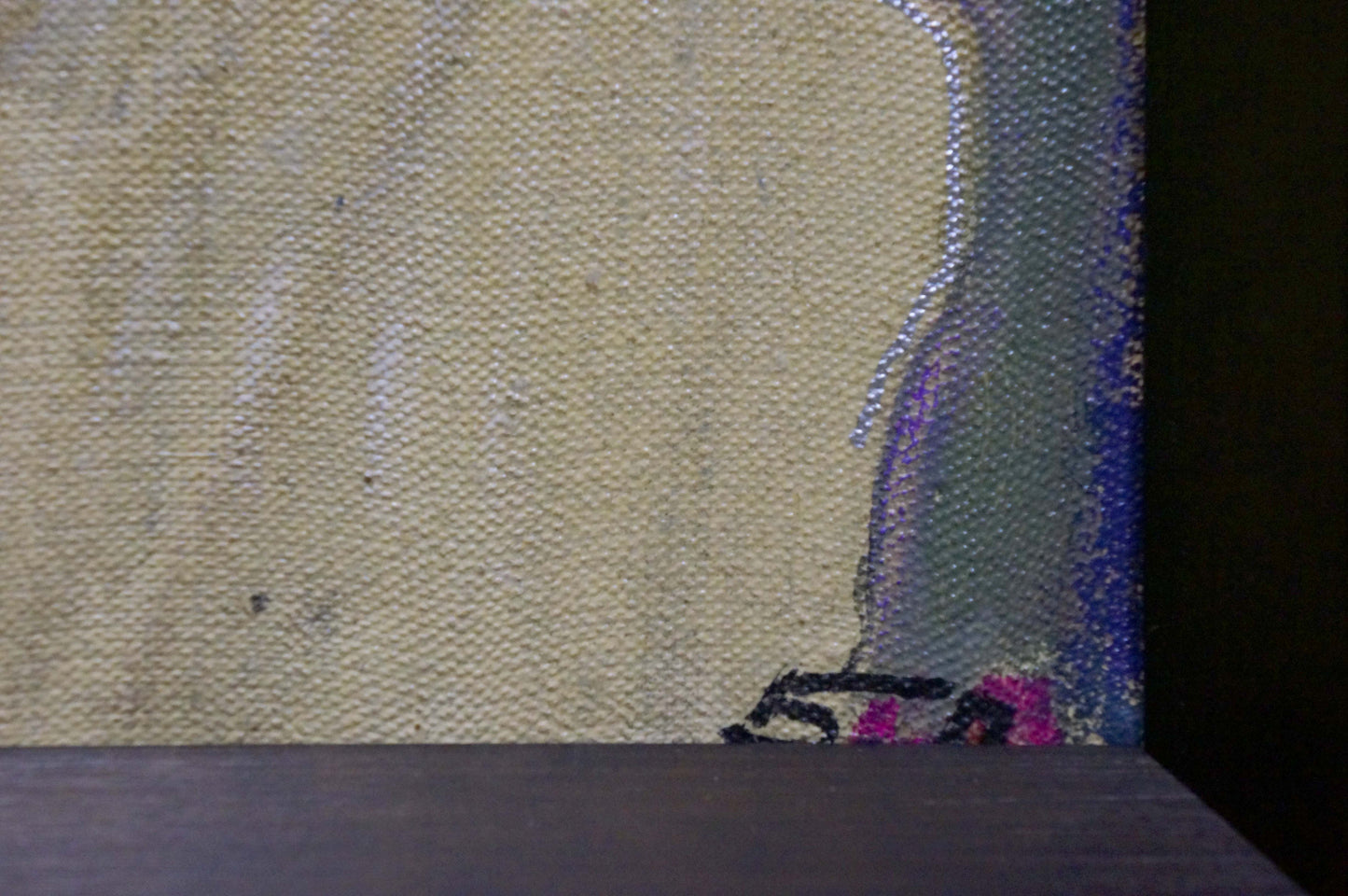 Abstract portrait painting of female figures by Belyak P. V. on textured beige canvas