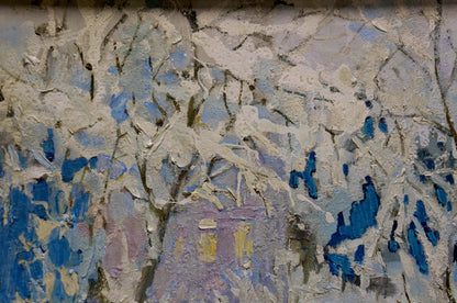 Oil painting by Semykina Lyudmila Nikolaevna: snowy branches over city