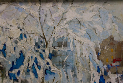 Oil painting by Semykina Lyudmila Nikolaevna: impressionistic snow-covered branches