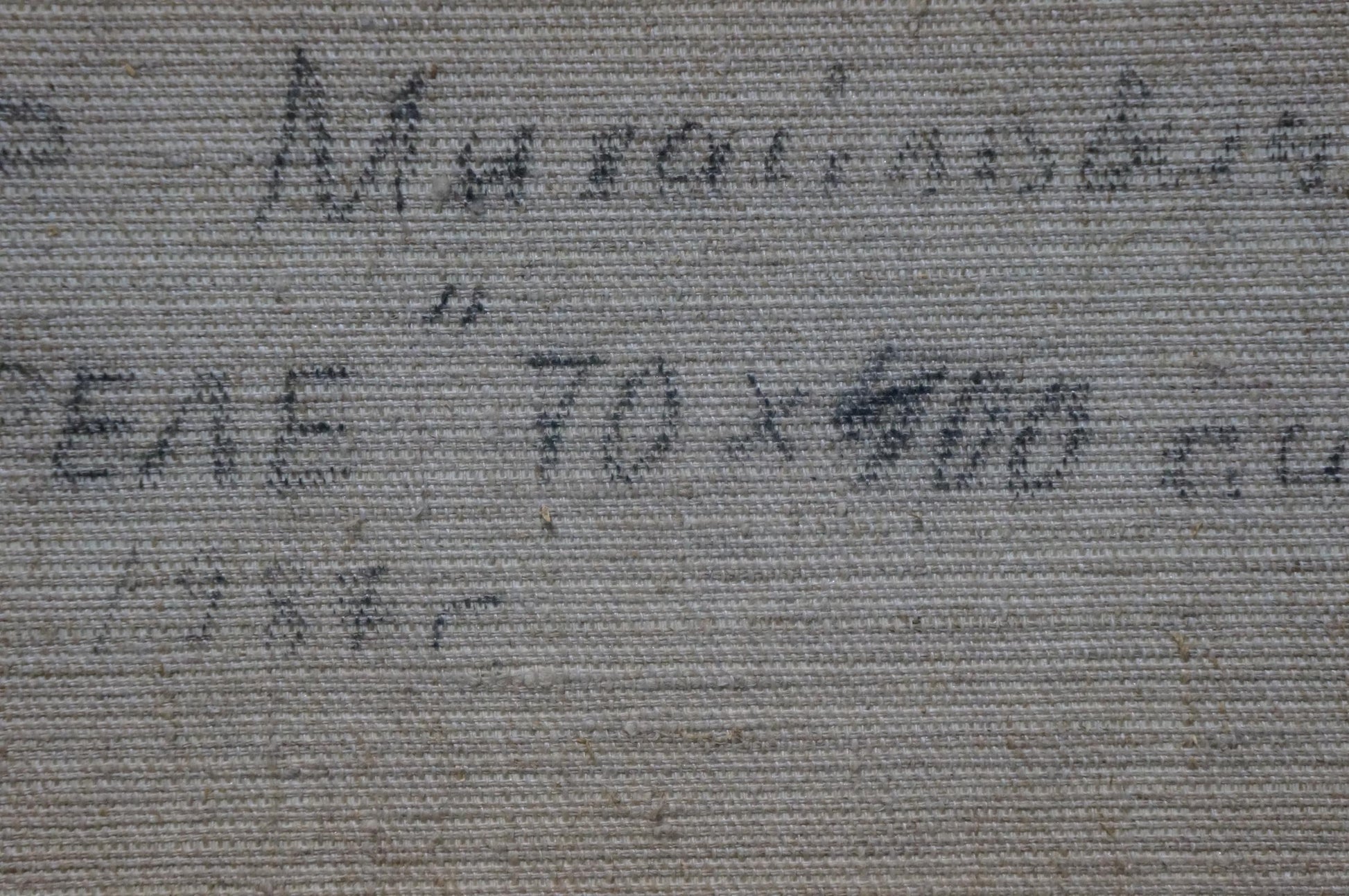 Back of Oil painting In April by Belsky Vladimir Mikhailovich on gray textured fabric