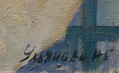 Back of oil painting Still life Ulyanova N.B. with Chabrikova N.E. signature