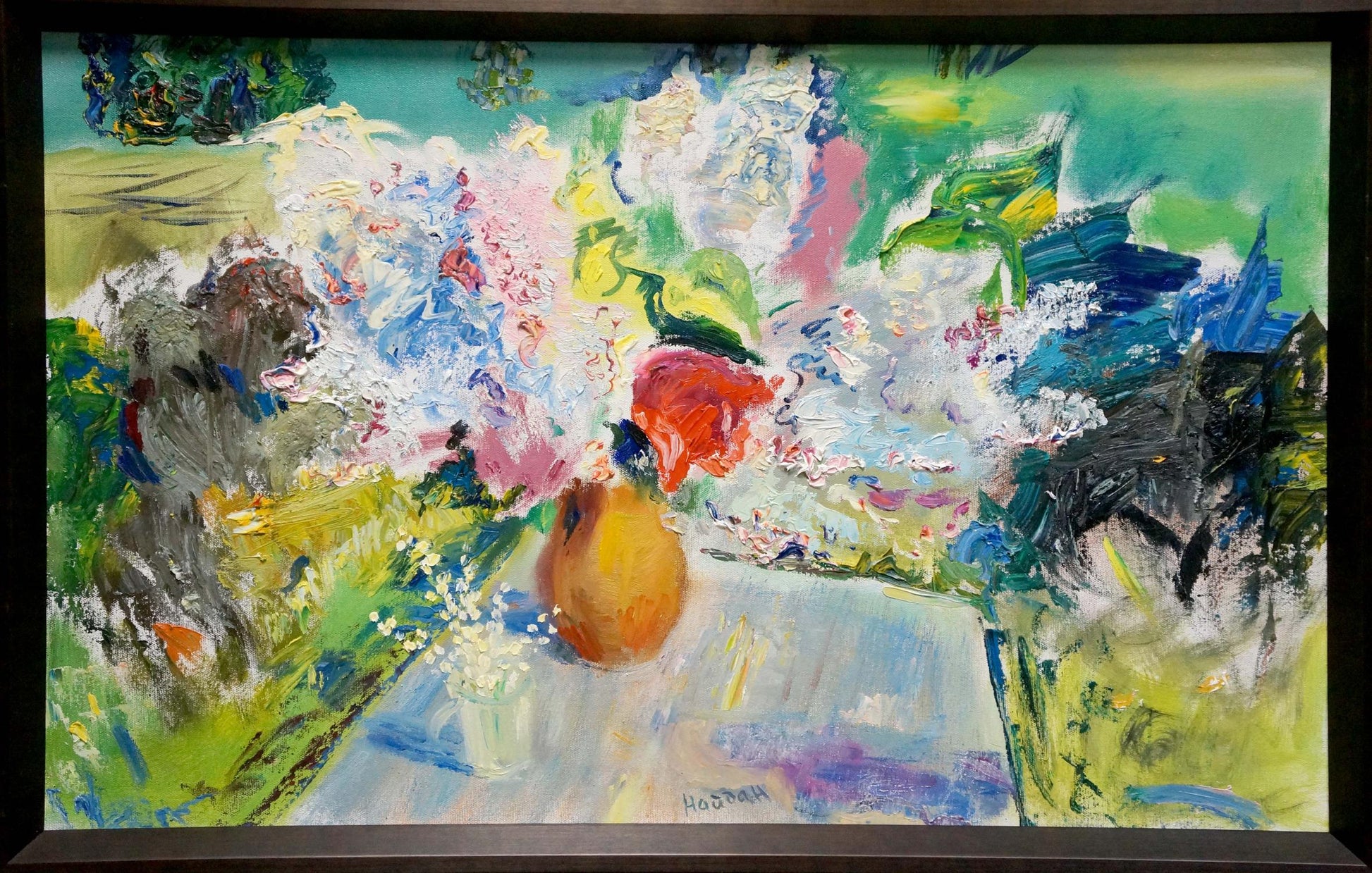 Abstract oil painting Still life by Natalia Naida Kapulovska with orange vase