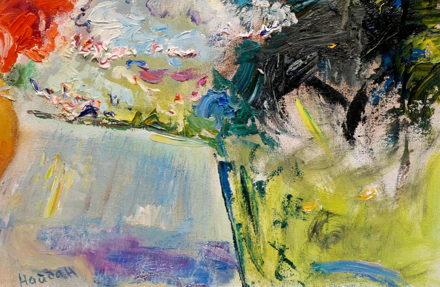 Abstract oil painting Still life by Natalia Naida Kapulovska with vibrant bold colors
