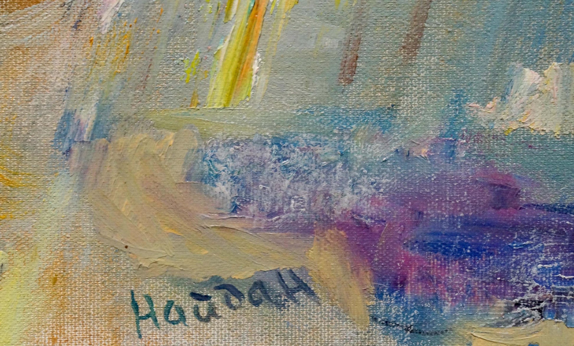 Abstract oil painting Still life by Natalia Naida Kapulovska in blue hues