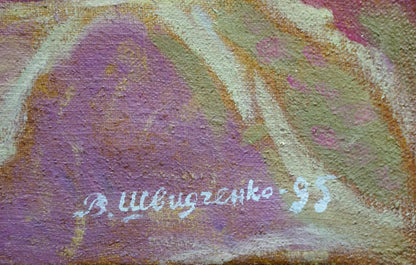Oil painting Autumn flowers V. Shvidchenko textured canvas with b signature
