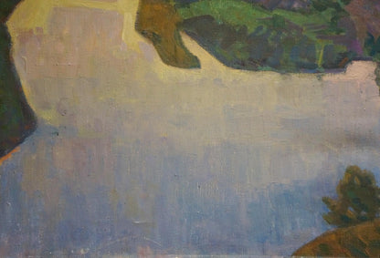 Oil painting landscape by Ovsyannikova Evgenia Ivanovna, serene blue-green hues