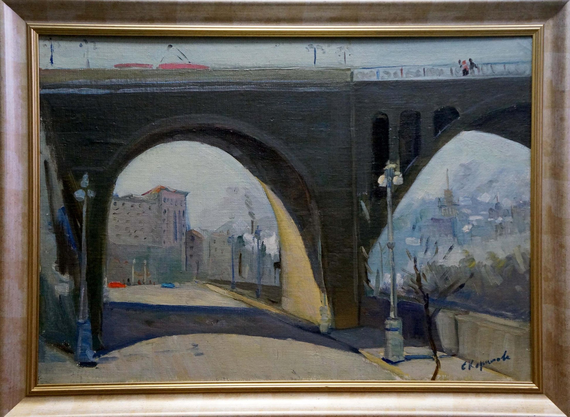 Oil painting New bridge Kerimova Elena Alexandrovna
