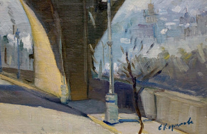 Elena Alexandrovna Kerimova's portrayal of the new bridge in oil