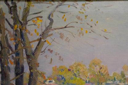 Impressionistic autumn trees oil painting by Grigory Kisil city pier