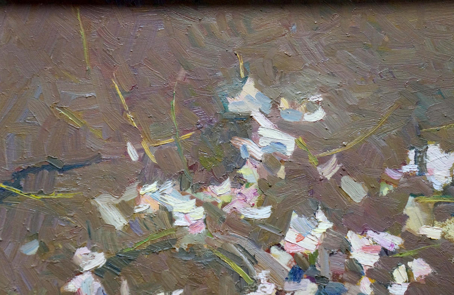 Oil painting Almond by Nagulyak Petr Ivanovich, textured pink blossoms
