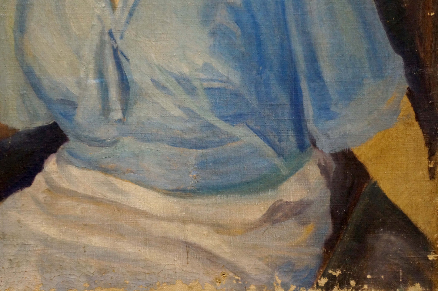 Oil painting portrait of mother by Eremin Boris Alexandrovich, soft blue garment