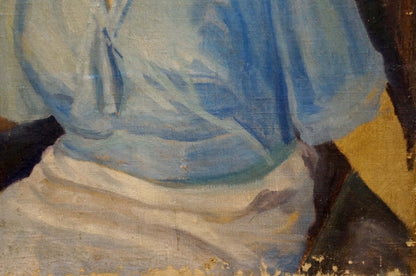 Oil painting portrait of mother by Eremin Boris Alexandrovich, soft blue garment