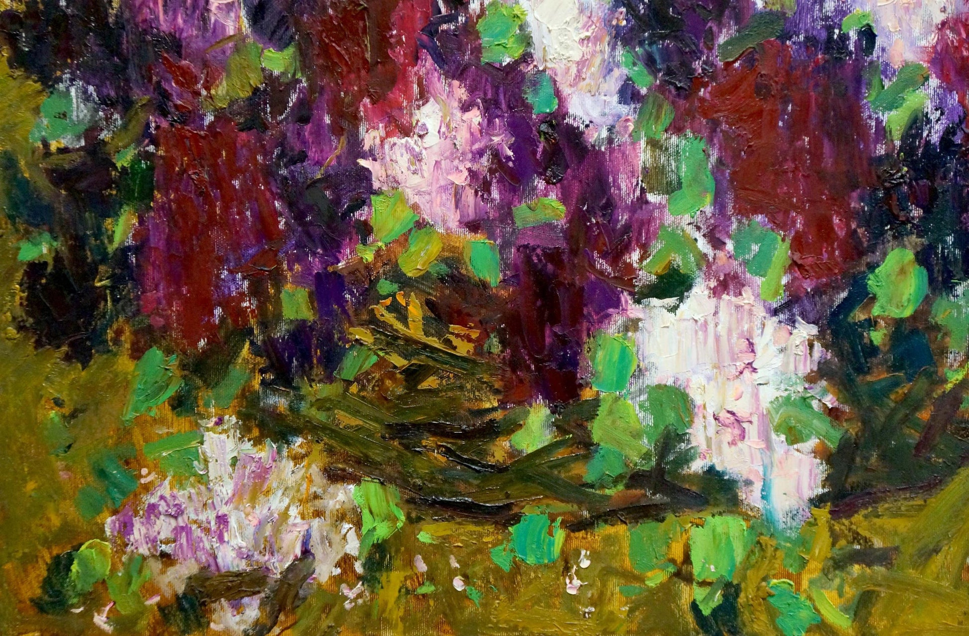 Vibrant purple green wisteria blossoms by Kovtun Sergey Ivanovich oil painting
