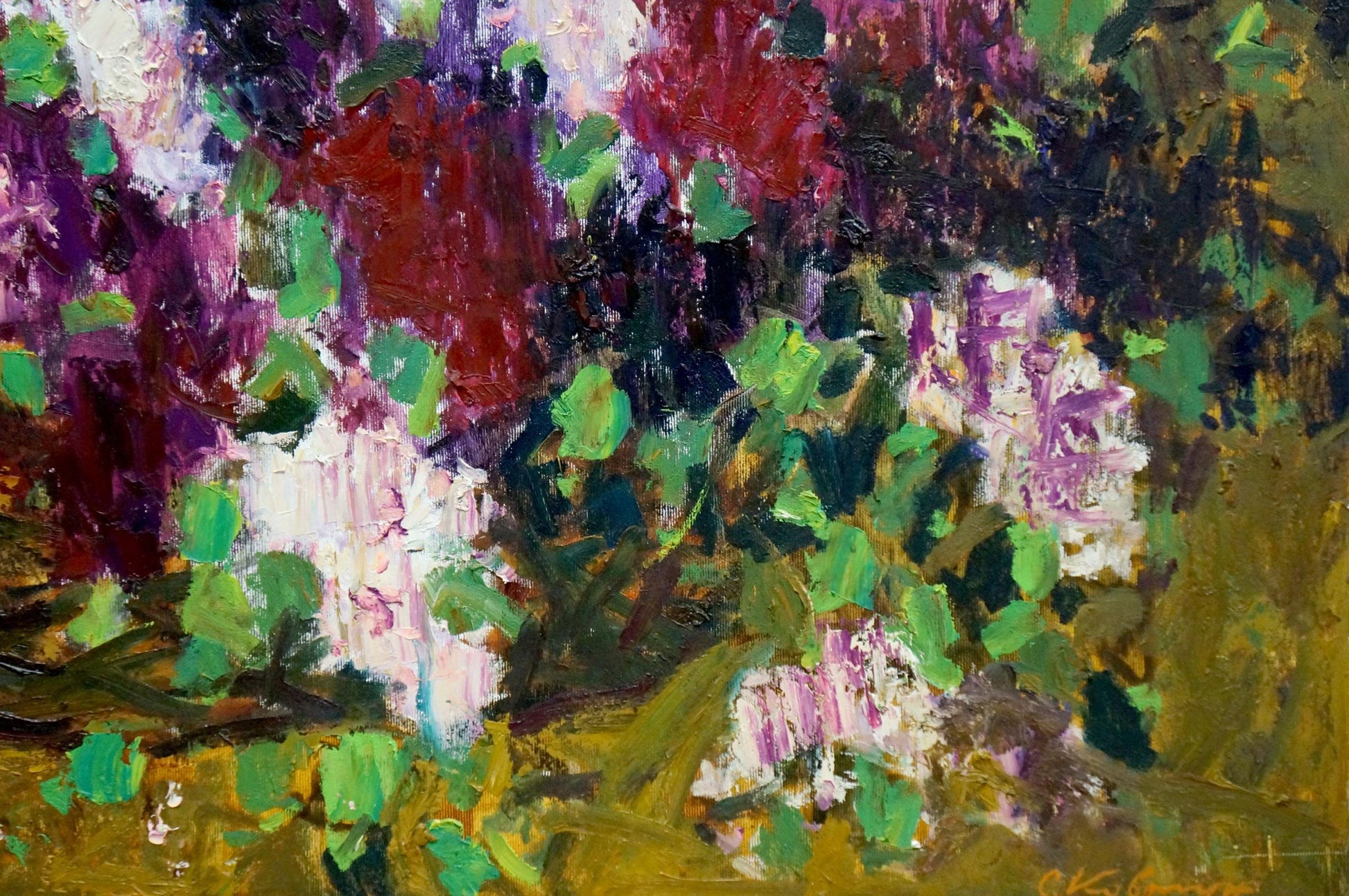 Vibrant impressionist oil painting of blooming flowers by Kovtun Sergey Ivanovich