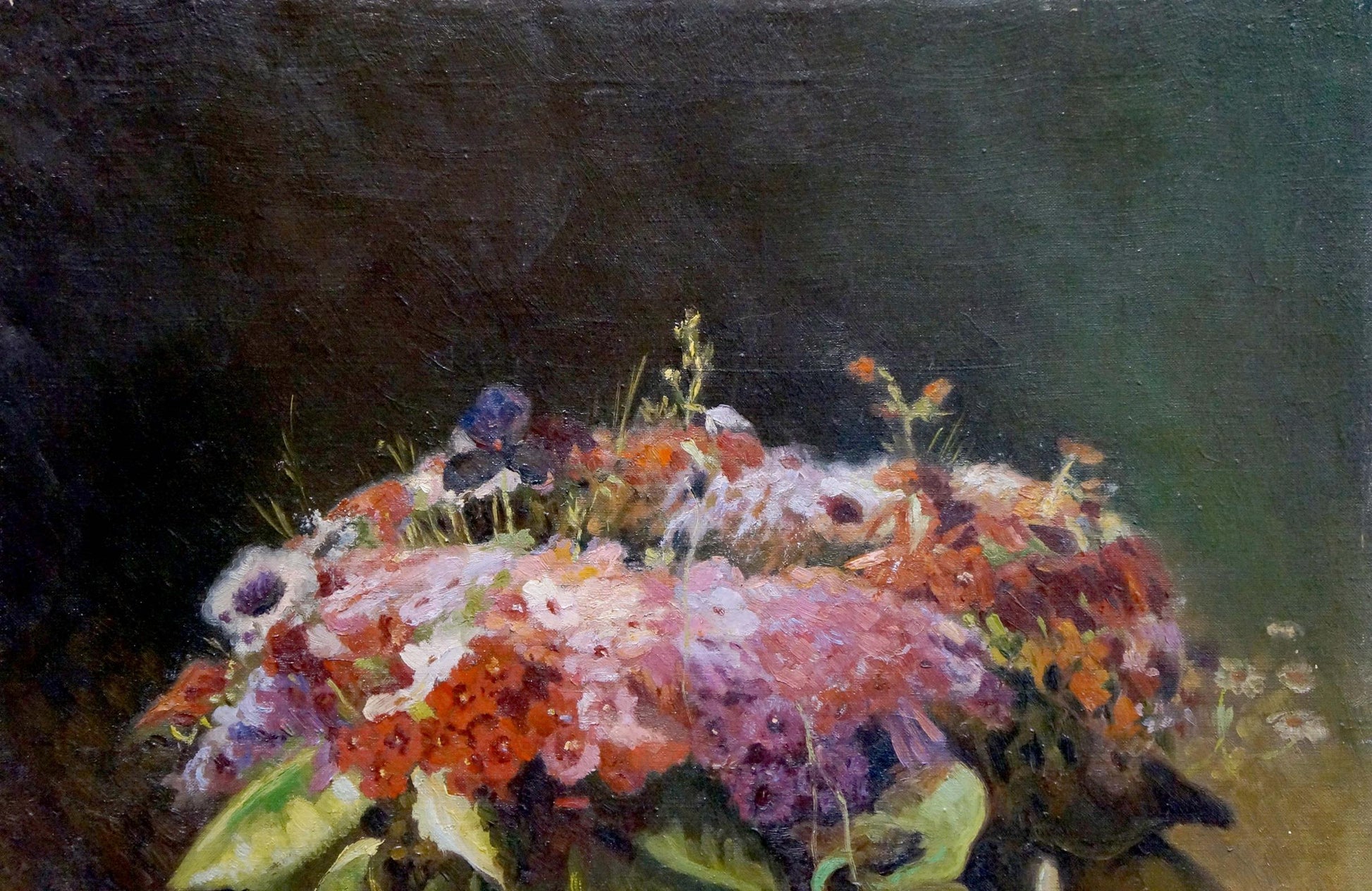 Oil painting Lush bouquet of flowers by Komyakhov vibrant mix